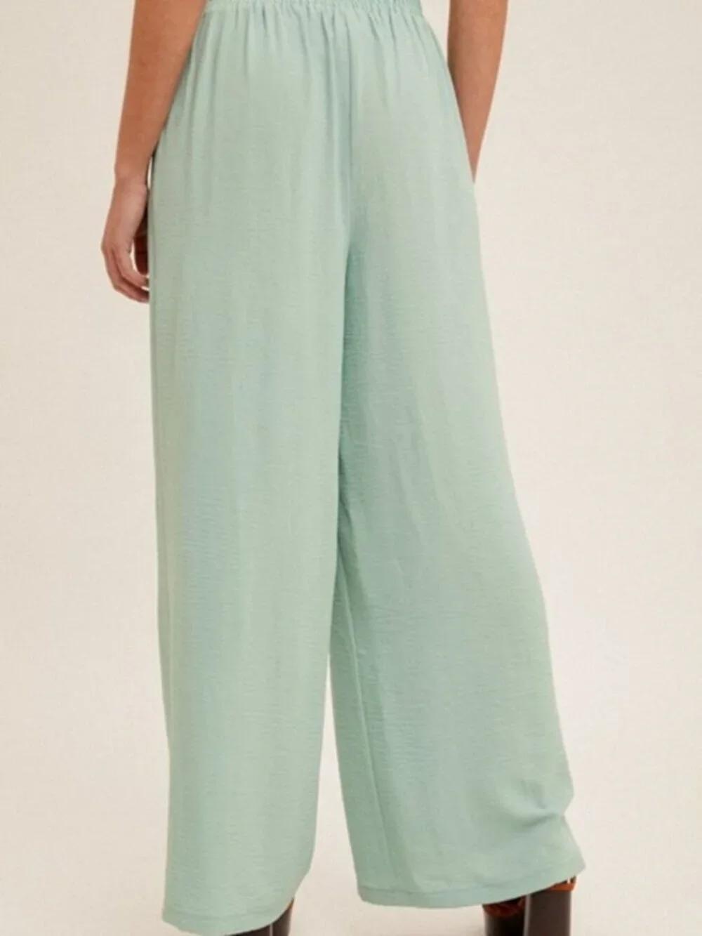 Green Wrap Front Wide Leg Summer Pants Large